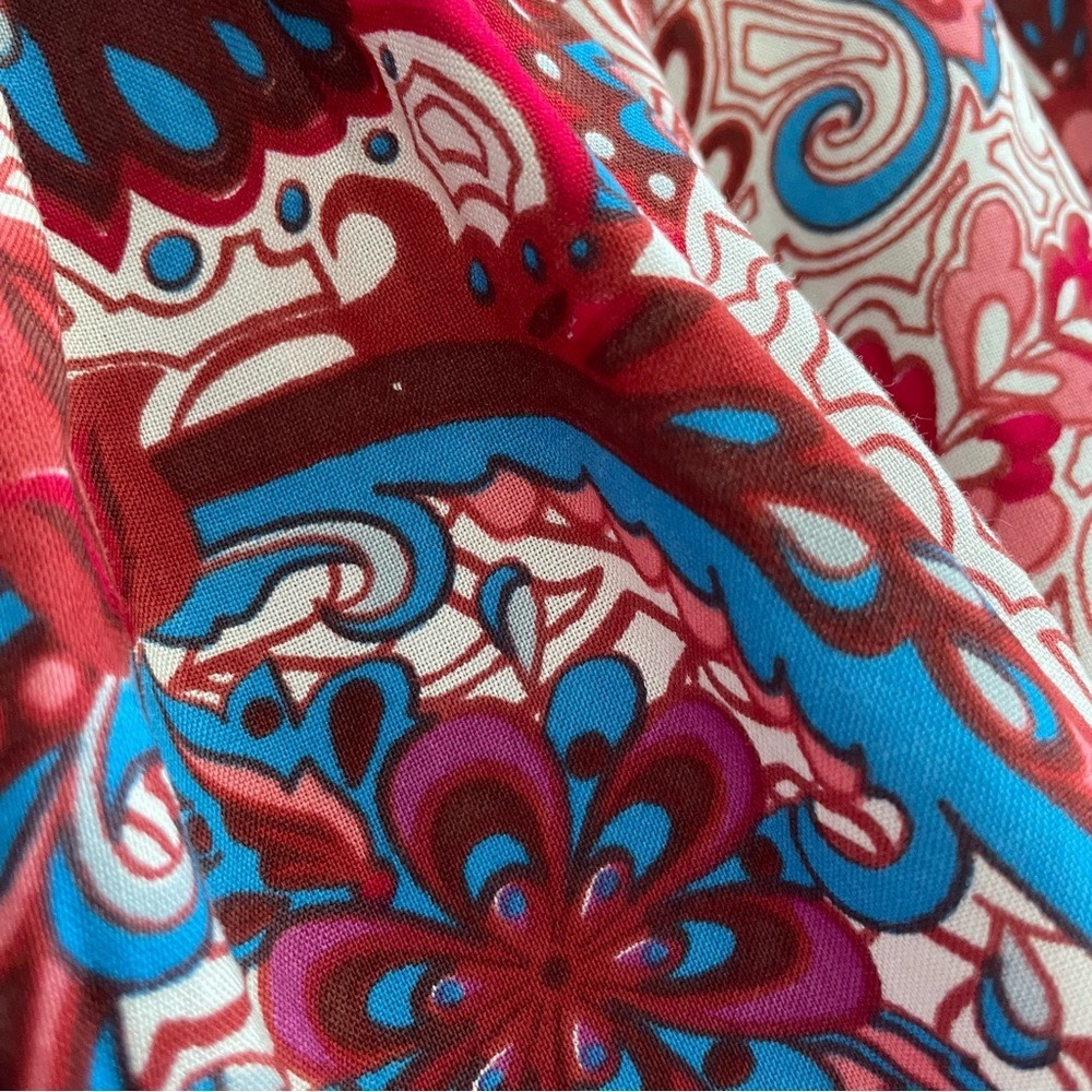 Soft Surroundings Red Blue Paisley Tiered Viscose Maxi Dress Small - Picture 8 of 14